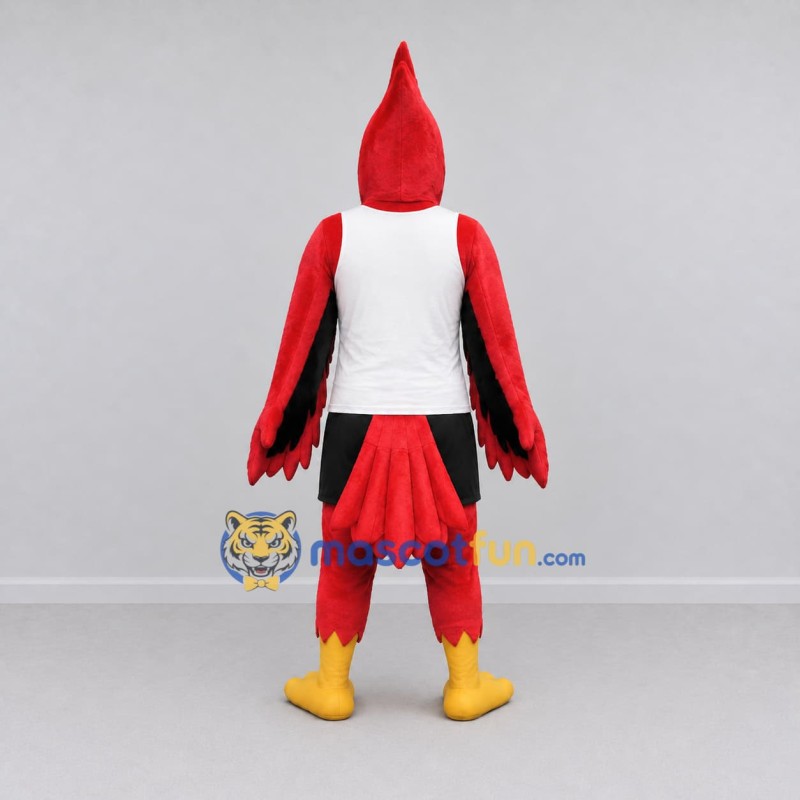 Custom Red and Black Cardinal Character in Sportswear Mascot Costume Adult Full Body Suit for Sports Events