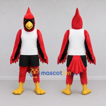 Custom Red and Black Cardinal Character in Sportswear Mascot Costume Adult Full Body Suit for Sports Events