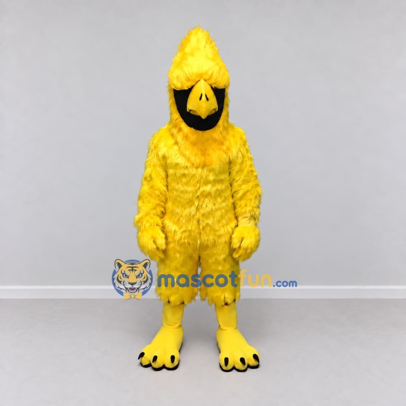Custom Yellow and Black Crested Bird Character Mascot Costume Adult Full Body Suit for School Events Custom Yellow and Black Crested Bird Character Mascot Costume Adult Full Body Suit for School Events