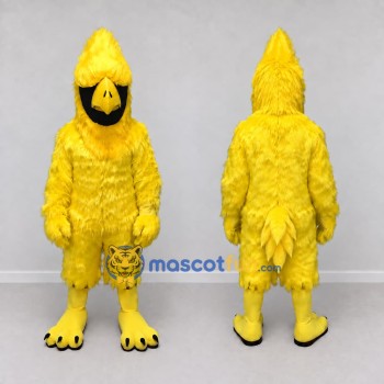 Custom Yellow and Black Crested Bird Character Mascot Costume Adult Full Body Suit for School Events