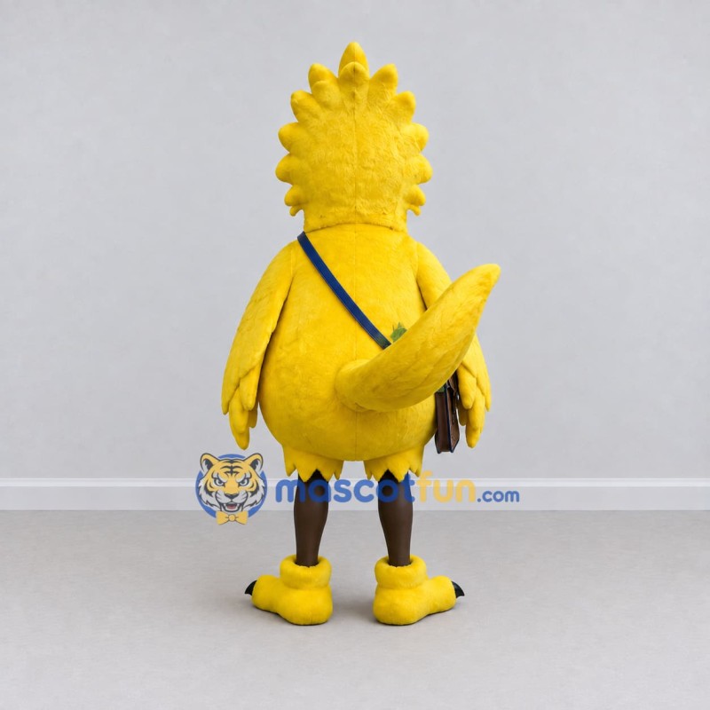 Custom Yellow and Orange Bird Character with a Satchel Mascot Costume Adult Full Body Suit for School Events Custom Yellow and Orange Bird Character with a Satchel Mascot Costume Adult Full Body Suit for School Events