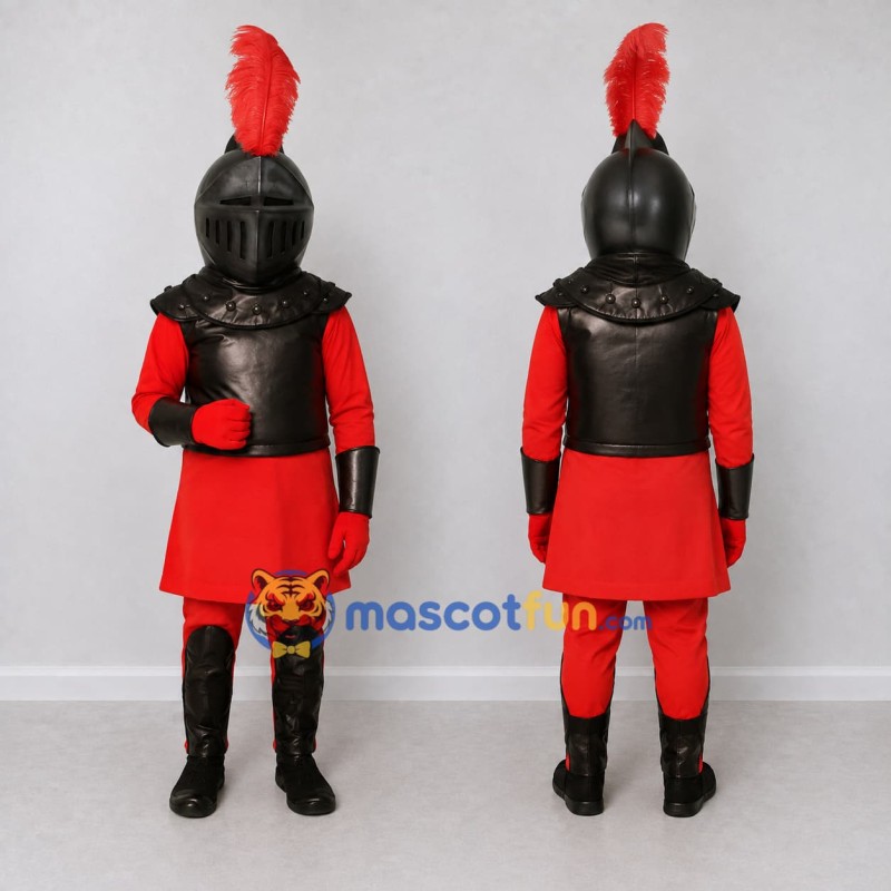 Custom Black and Red Armored Knight Character Mascot Costume Adult Full Body Suit for Theme Parties Custom Black and Red Armored Knight Character Mascot Costume Adult Full Body Suit for Theme Parties