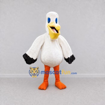 Custom White and Yellow Seabird Character Mascot Costume Adult Full Body Suit for Ocean Events Custom White and Yellow Seabird Character Mascot Costume Adult Full Body Suit for Ocean Events