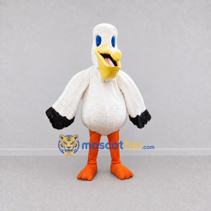 Custom White and Yellow Seabird Character Mascot Costume Adult Full Body Suit for Ocean Events Custom White and Yellow Seabird Character Mascot Costume Adult Full Body Suit for Ocean Events