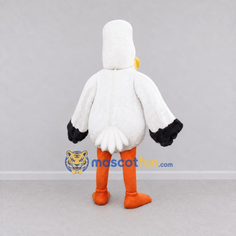 Custom White and Yellow Seabird Character Mascot Costume Adult Full Body Suit for Ocean Events Custom White and Yellow Seabird Character Mascot Costume Adult Full Body Suit for Ocean Events
