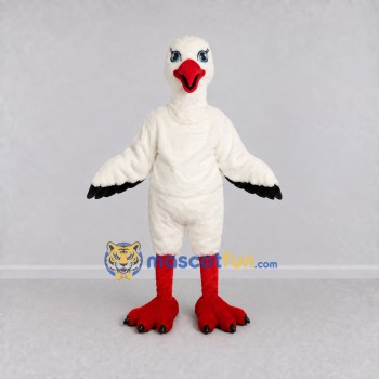Custom White and Red Stork Character Mascot Costume Adult Full Body Suit for Wildlife Events Custom White and Red Stork Character Mascot Costume Adult Full Body Suit for Wildlife Events