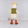 Custom White and Yellow Duck Character in a Striped Vest Mascot Costume Adult Full Body Suit for Theme Parties Custom White and Yellow Duck Character in a Striped Vest Mascot Costume Adult Full Body Suit for Theme Parties
