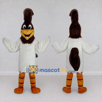 Custom White and Brown Crested Bird Character Mascot Costume Adult Full Body Suit for Theme Parties