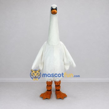 Custom White and Orange Goose Character Mascot Costume Adult Full Body Suit for Farm Events Custom White and Orange Goose Character Mascot Costume Adult Full Body Suit for Farm Events