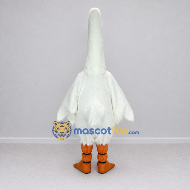 Custom White and Orange Goose Character Mascot Costume Adult Full Body Suit for Farm Events