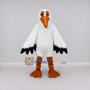 Custom White and Orange Seabird Character Mascot Costume Adult Full Body Suit for Ocean Events Custom White and Orange Seabird Character Mascot Costume Adult Full Body Suit for Ocean Events