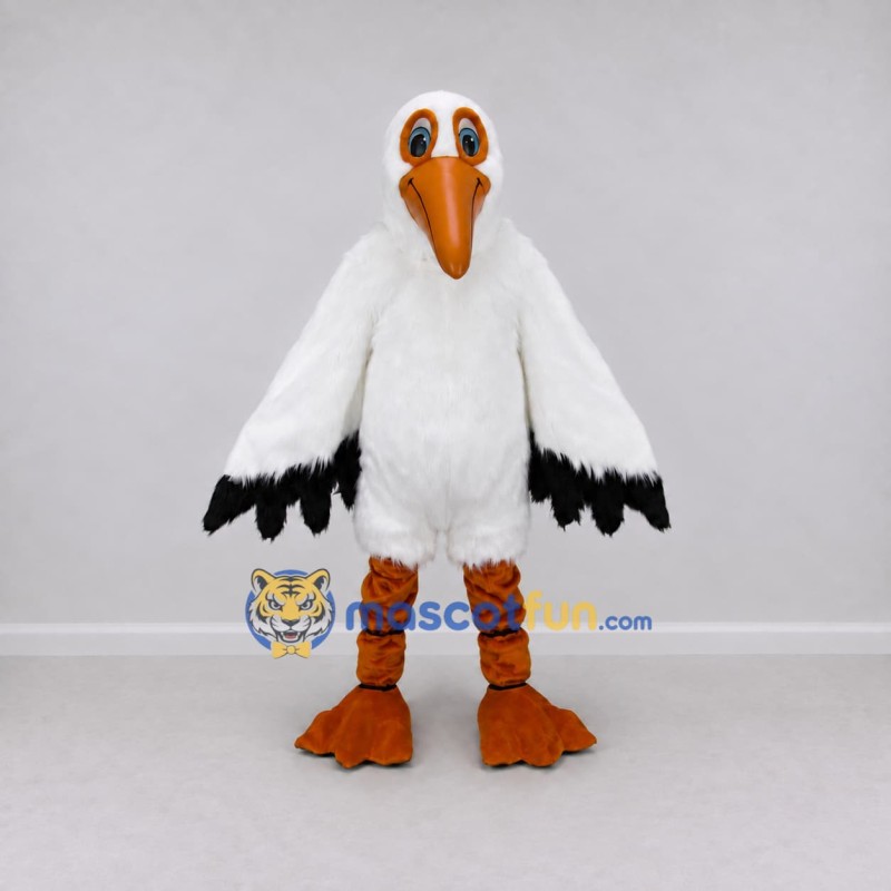 Custom White and Orange Seabird Character Mascot Costume Adult Full Body Suit for Ocean Events Custom White and Orange Seabird Character Mascot Costume Adult Full Body Suit for Ocean Events