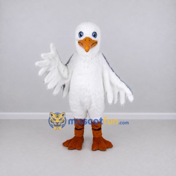 Custom White and Orange Seabird Character Mascot Costume Adult Full Body Suit for Ocean Events Custom White and Orange Seabird Character Mascot Costume Adult Full Body Suit for Ocean Events