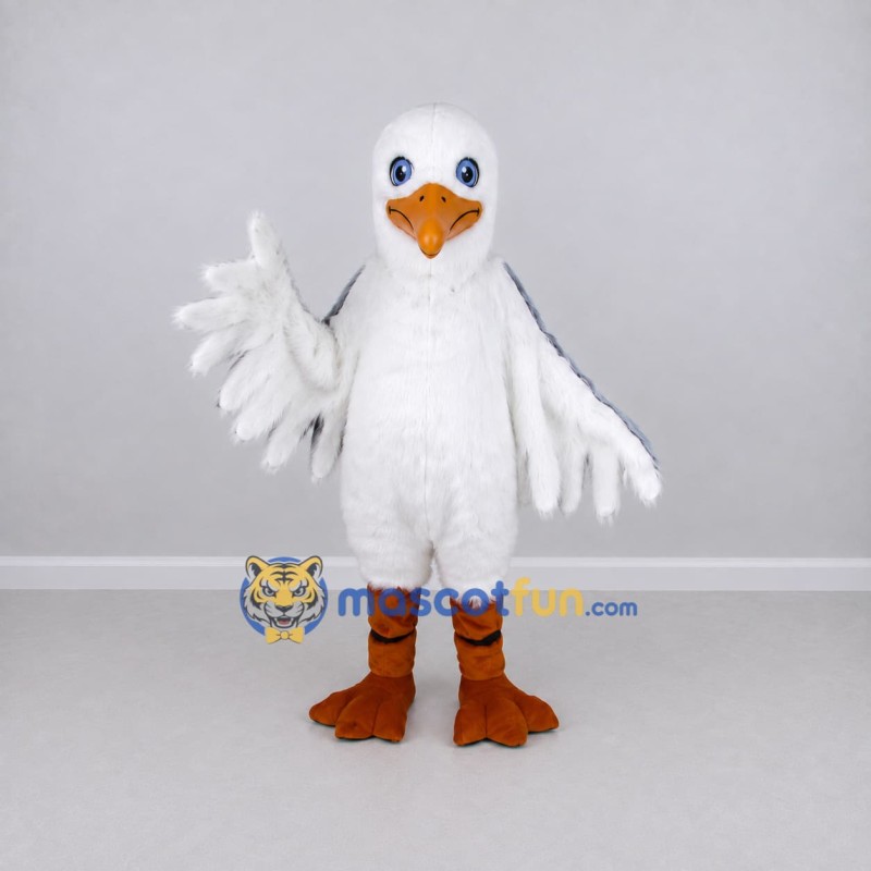 Custom White and Orange Seabird Character Mascot Costume Adult Full Body Suit for Ocean Events Custom White and Orange Seabird Character Mascot Costume Adult Full Body Suit for Ocean Events