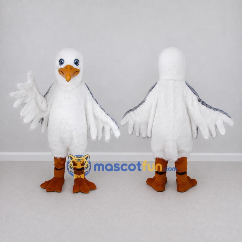 Custom White and Orange Seabird Character Mascot Costume Adult Full Body Suit for Ocean Events Custom White and Orange Seabird Character Mascot Costume Adult Full Body Suit for Ocean Events