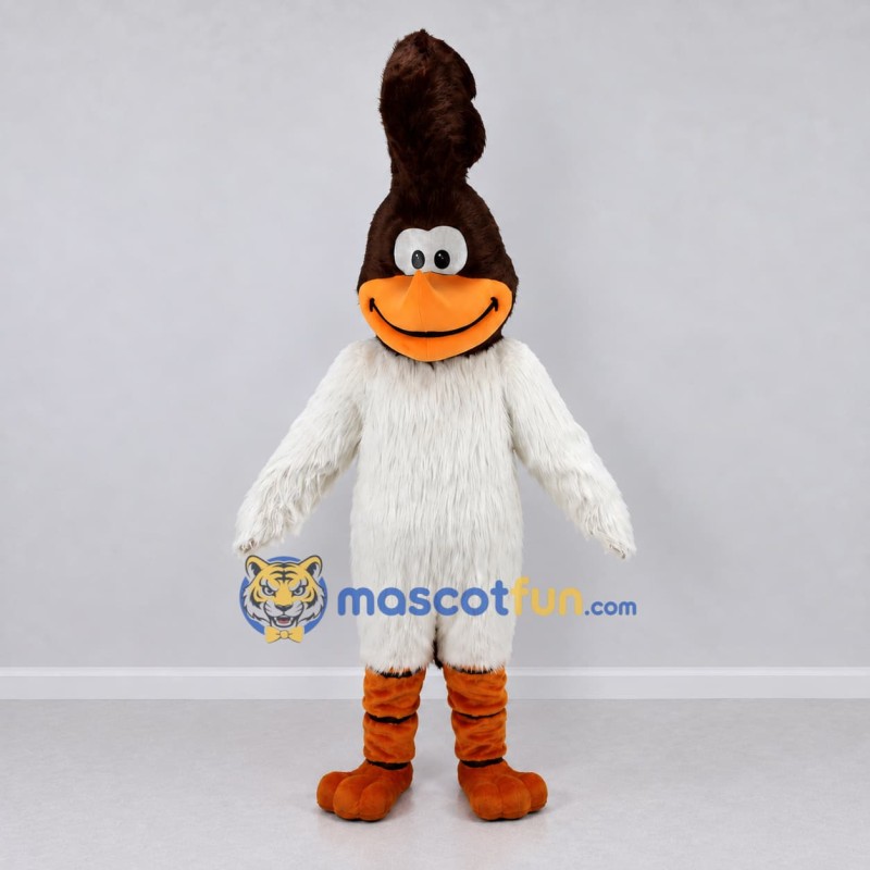 Custom White and Brown Crested Bird Character Mascot Costume Adult Full Body Suit for Theme Parties Custom White and Brown Crested Bird Character Mascot Costume Adult Full Body Suit for Theme Parties