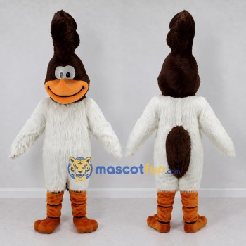 Custom White and Brown Crested Bird Character Mascot Costume Adult Full Body Suit for Theme Parties
