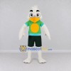 Custom White and Green Bird Character in Sportswear Mascot Costume Adult Full Body Suit for Sports Events Custom White and Green Bird Character in Sportswear Mascot Costume Adult Full Body Suit for Sports Events
