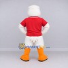 Custom White and Red Duck Character in a T-Shirt Mascot Costume Adult Full Body Suit for School Events Custom White and Red Duck Character in a T-Shirt Mascot Costume Adult Full Body Suit for School Events