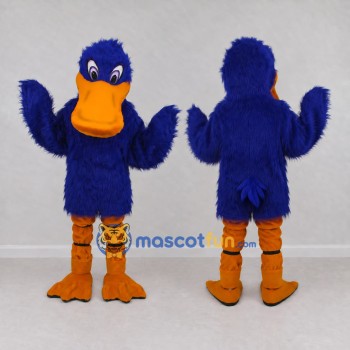 Custom Blue and Orange Duck Character Mascot Costume Adult Full Body Suit for School Events
