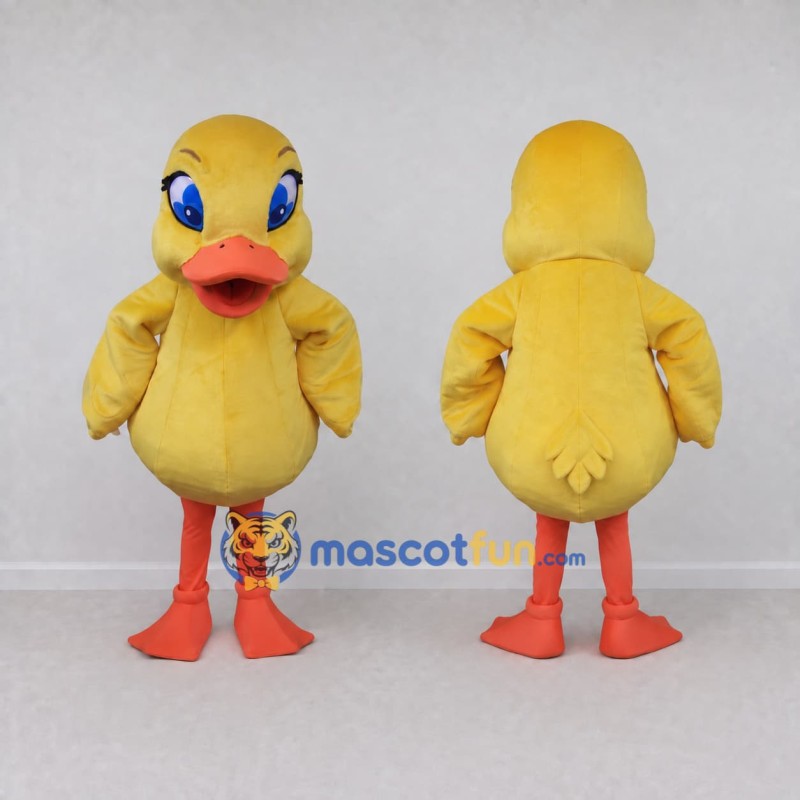 Custom Yellow and Orange Duck Character Mascot Costume Adult Full Body Suit for School Events