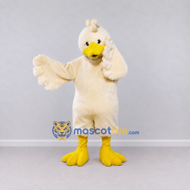 Custom Cream and Yellow Chick Character Mascot Costume Adult Full Body Suit for Farm Events Custom Cream and Yellow Chick Character Mascot Costume Adult Full Body Suit for Farm Events