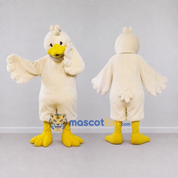 Custom Cream and Yellow Chick Character Mascot Costume Adult Full Body Suit for Farm Events