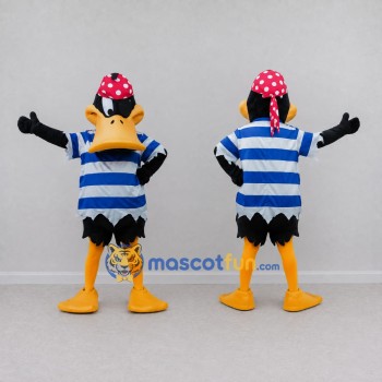 Custom Black and Blue Pirate Duck Character Mascot Costume Adult Full Body Suit for Theme Parties