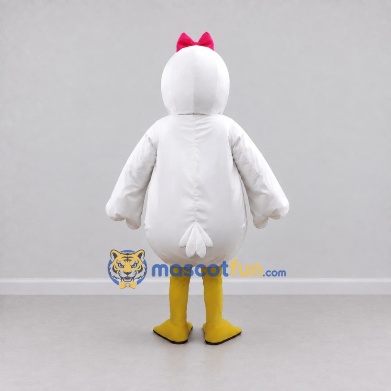 Custom White and Orange Duck Character with a Bow Mascot Costume Adult Full Body Suit for School Events Custom White and Orange Duck Character with a Bow Mascot Costume Adult Full Body Suit for School Events