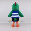 Custom Green and Blue Bird Character in a Striped Shirt Mascot Costume Adult Full Body Suit for School Events Custom Green and Blue Bird Character in a Striped Shirt Mascot Costume Adult Full Body Suit for School Events
