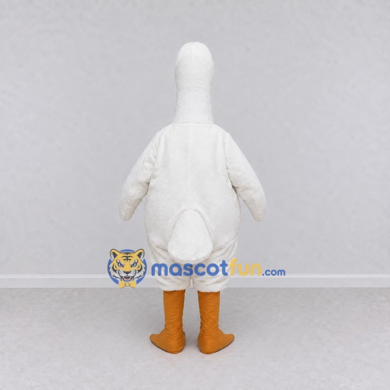 Custom White and Orange Goose Character Mascot Costume Adult Full Body Suit for Farm Events