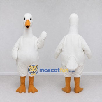 Custom White and Orange Goose Character Mascot Costume Adult Full Body Suit for Farm Events