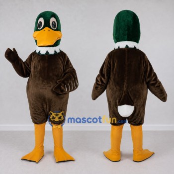 Custom Green and Brown Mallard Duck Character Mascot Costume Adult Full Body Suit for Wildlife Events