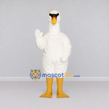 Custom White and Yellow Swan Character Mascot Costume Adult Full Body Suit for Wildlife Events