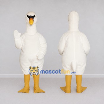 Custom White and Yellow Swan Character Mascot Costume Adult Full Body Suit for Wildlife Events