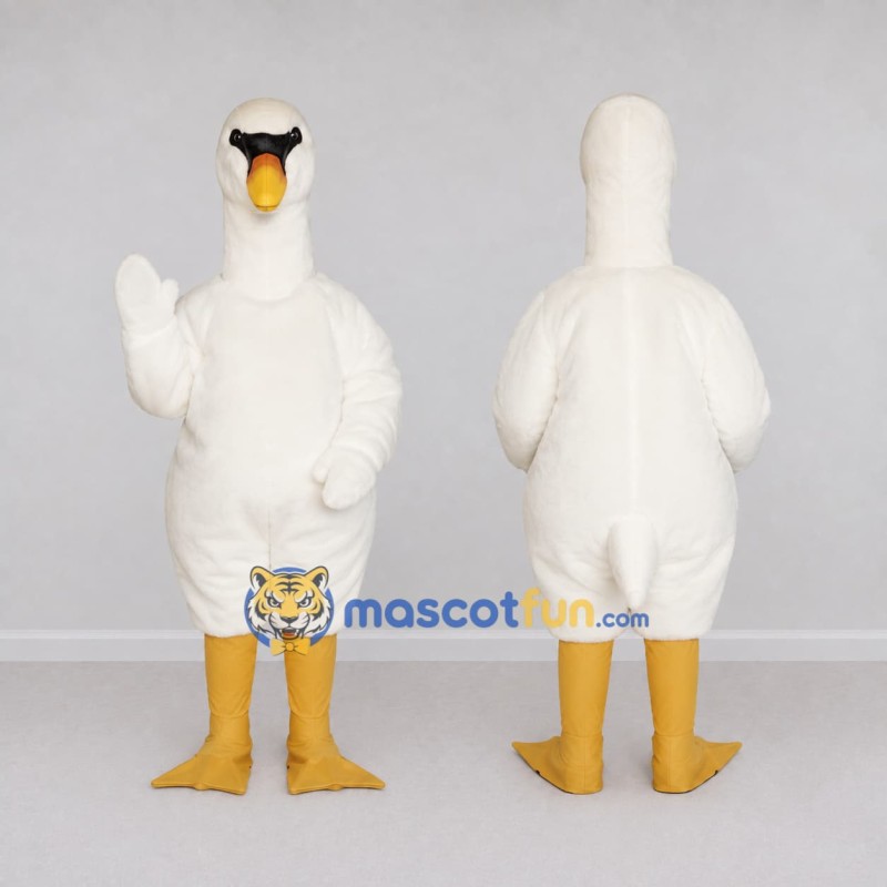 Custom White and Yellow Swan Character Mascot Costume Adult Full Body Suit for Wildlife Events Custom White and Yellow Swan Character Mascot Costume Adult Full Body Suit for Wildlife Events