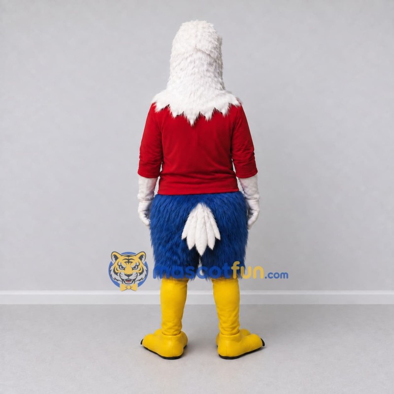 Custom White Red and Blue Eagle Character in Sportswear Mascot Costume Adult Full Body Suit for Sports Events Custom White Red and Blue Eagle Character in Sportswear Mascot Costume Adult Full Body Suit for Sports Events