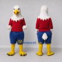 Custom White Red and Blue Eagle Character in Sportswear Mascot Costume Adult Full Body Suit for Sports Events