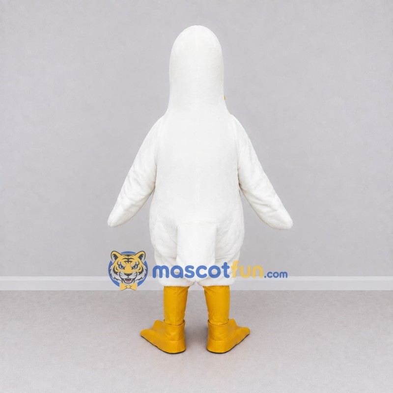 Custom White and Yellow Pelican Character Mascot Costume Adult Full Body Suit for Ocean Events Custom White and Yellow Pelican Character Mascot Costume Adult Full Body Suit for Ocean Events