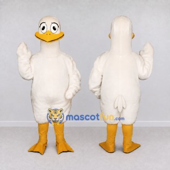 Custom White and Yellow Duck Character Mascot Costume Adult Full Body Suit for Farm Events