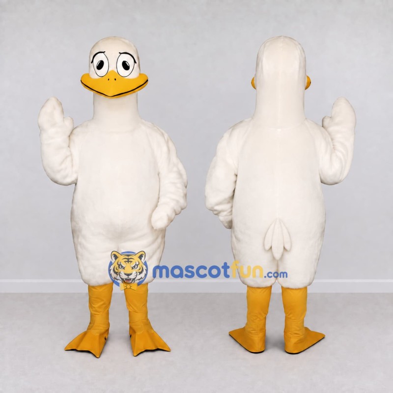 Custom White and Yellow Duck Character Mascot Costume Adult Full Body Suit for Farm Events Custom White and Yellow Duck Character Mascot Costume Adult Full Body Suit for Farm Events
