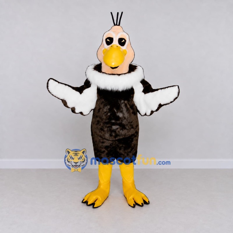 Custom Black and Cream Vulture Character Mascot Costume Adult Full Body Suit for Wildlife Events Custom Black and Cream Vulture Character Mascot Costume Adult Full Body Suit for Wildlife Events