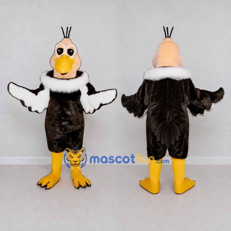 Custom Black and Cream Vulture Character Mascot Costume Adult Full Body Suit for Wildlife Events Custom Black and Cream Vulture Character Mascot Costume Adult Full Body Suit for Wildlife Events