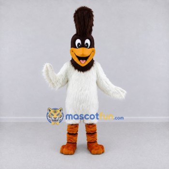 Custom White and Brown Crested Bird Character Mascot Costume Adult Full Body Suit for Theme Parties Custom White and Brown Crested Bird Character Mascot Costume Adult Full Body Suit for Theme Parties