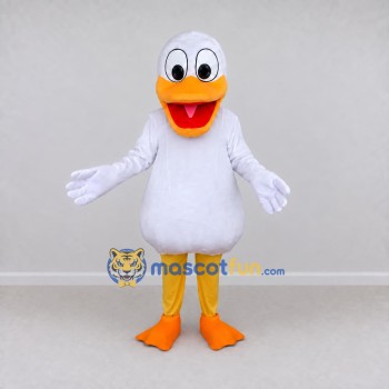 Custom White and Orange Duck Character Mascot Costume Adult Full Body Suit for School Events