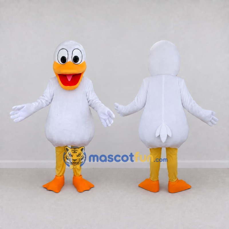 Custom White and Orange Duck Character Mascot Costume Adult Full Body Suit for School Events Custom White and Orange Duck Character Mascot Costume Adult Full Body Suit for School Events