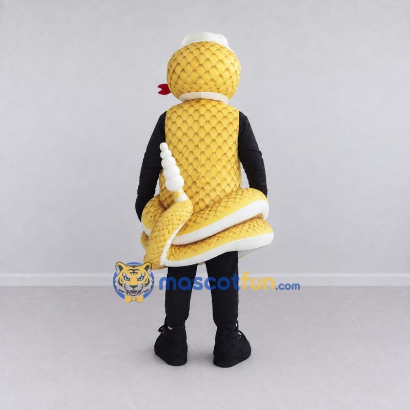Custom Yellow and White Rattlesnake Character Mascot Costume Adult Full Body Suit for Wildlife Events Custom Yellow and White Rattlesnake Character Mascot Costume Adult Full Body Suit for Wildlife Events