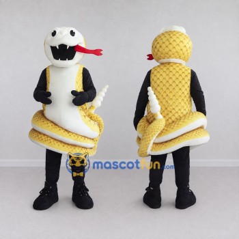 Custom Yellow and White Rattlesnake Character Mascot Costume Adult Full Body Suit for Wildlife Events