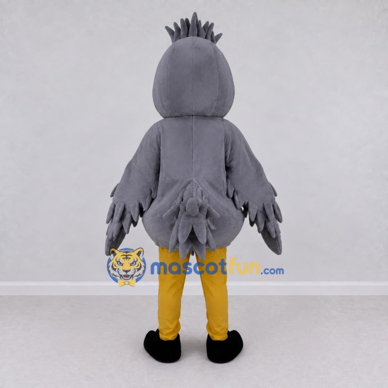 Custom Gray and Yellow Crested Bird Character Mascot Costume Adult Full Body Suit for School Events Custom Gray and Yellow Crested Bird Character Mascot Costume Adult Full Body Suit for School Events