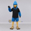Custom Blue and Black Crested Bird Character in a T-Shirt Mascot Costume Adult Full Body Suit for Sports Events Custom Blue and Black Crested Bird Character in a T-Shirt Mascot Costume Adult Full Body Suit for Sports Events